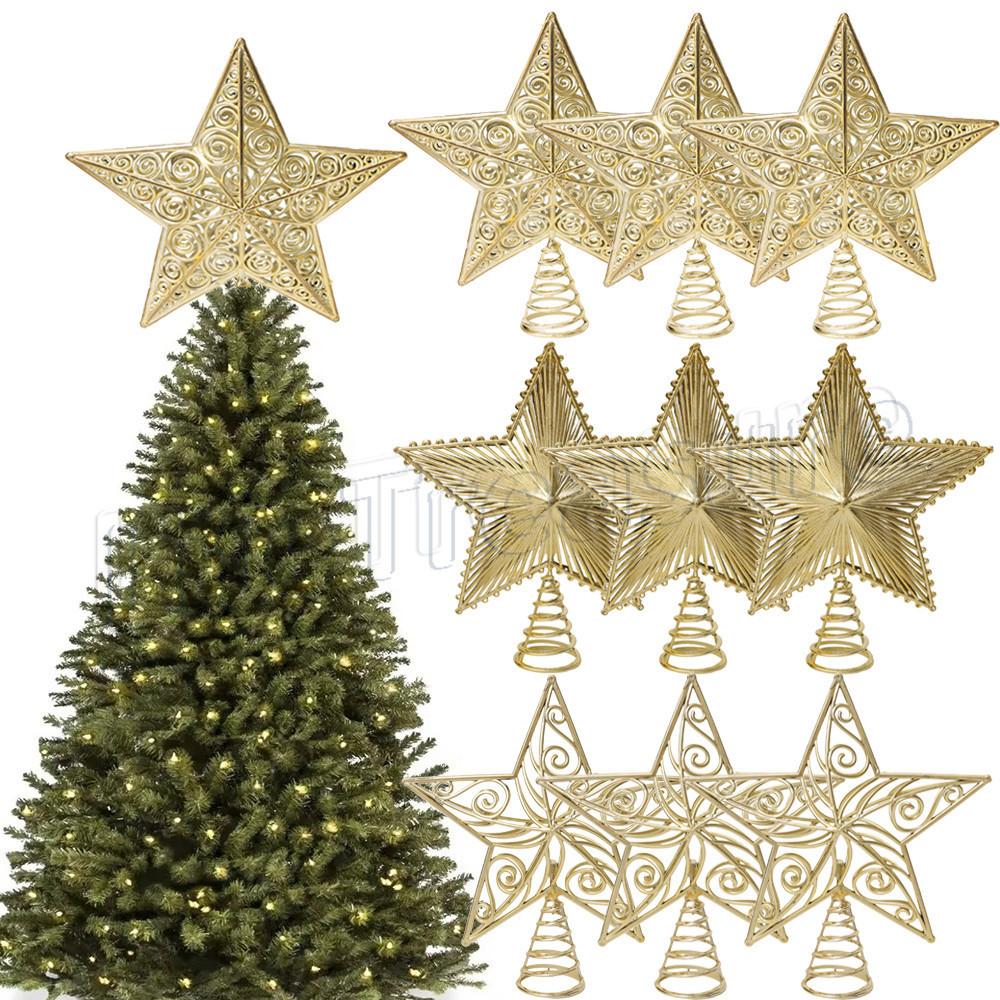 [Destaque] Pentagrama Superior De Árvore De Natal-Suprimentos Para Casa De Atmosfera De Festival-Enfeites Ocos De Estrel
