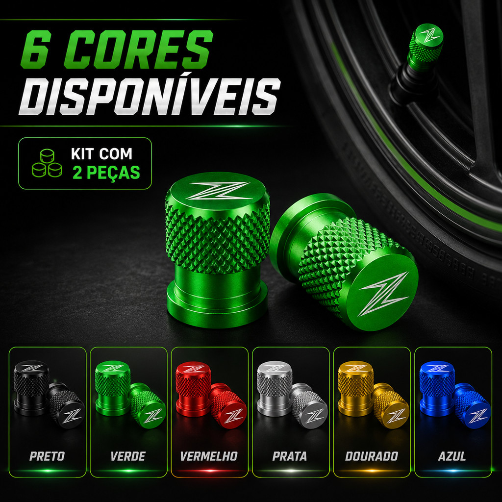 Par De Tampas De Válvula De Pneu De Motocicleta De Alumínio Anodizado CNC Kawasaki Z400 Z900 Z1000 Z800 Z750 Z650