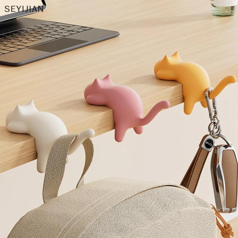 [EYS] Bonito Portátil Gato Saco Gancho De Mesa Bolsa Bapa De Viagem Organizador Titular Decoração De Escritório Em Casa 