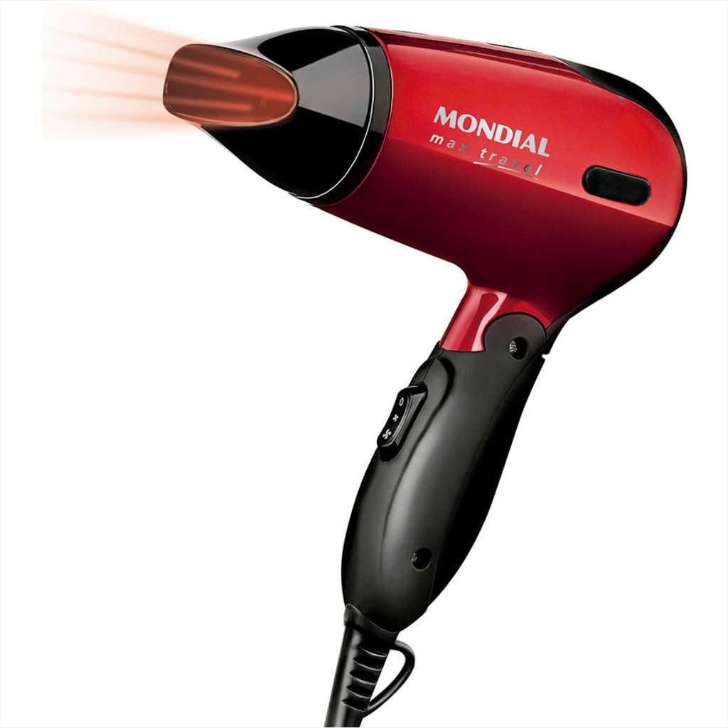 Secador de Cabelo Mondial Max Travel SC-10 - 1200W, 2 Velocidades, 2 Temperatura - Dobrável