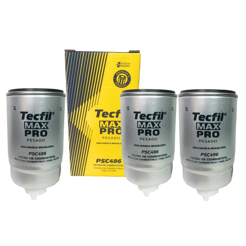 Kit com 3 Filtros de Combustível Diesel Tecfil PSC496 Max Pro