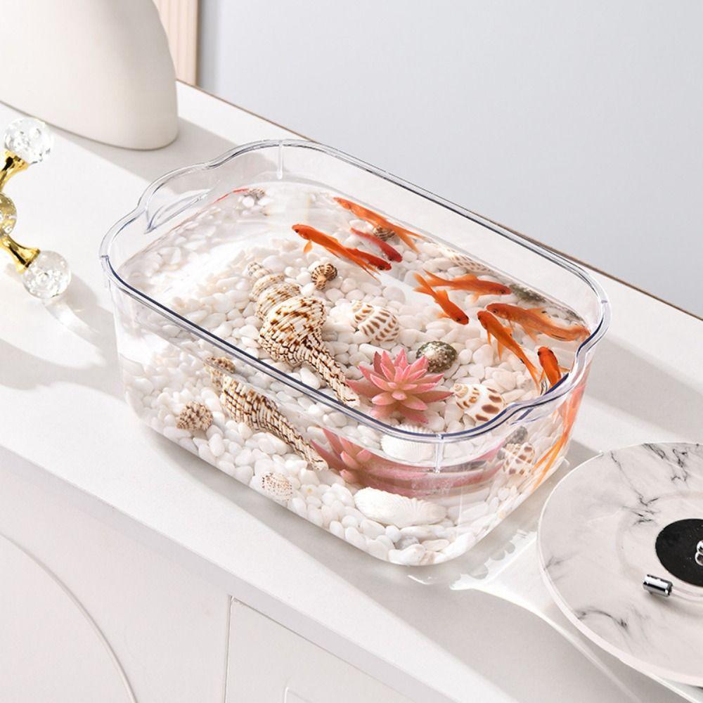 Tanque De Peixes De Plástico À Prova De Explosão , Tigela De Peixinho De Mesa Para Animais De Estimação De Prevenção De