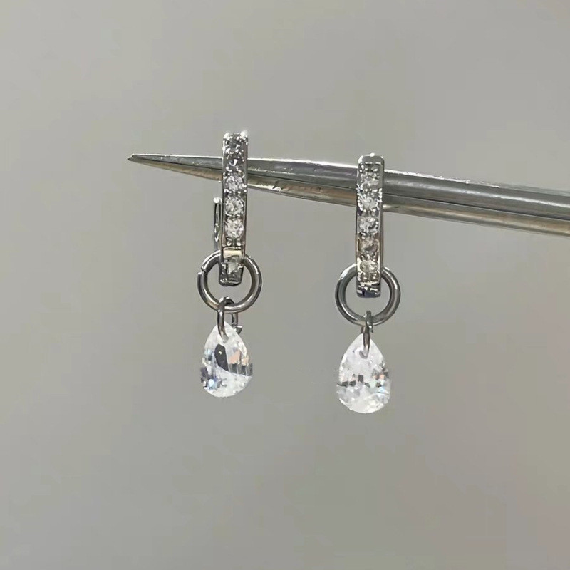 Super piscando cheio de diamante gota de água zircão brincos simples temperamento All-Match brincos brincos brincos/H7.2