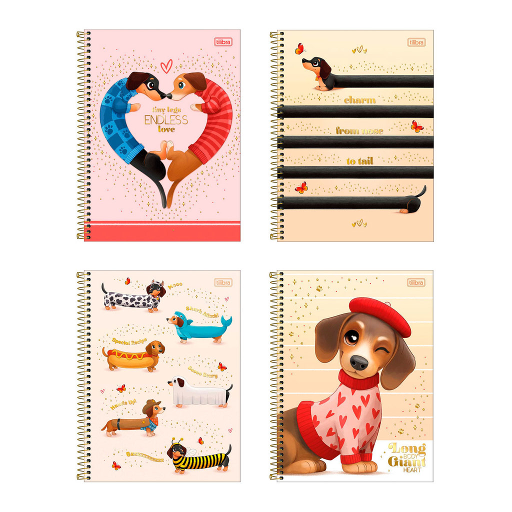 Caderno espiral capa dura universitário 1x1 80 folhas Brownie The Dog Tilibra