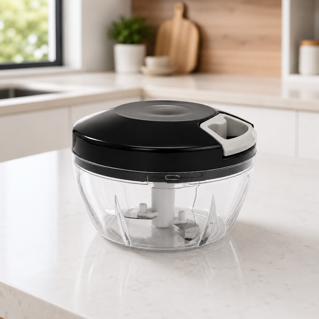 Mini Processador Manual para Alimentos 500ml com 3 Lâminas Triturador de Legumes Alho Cebola e Temperos