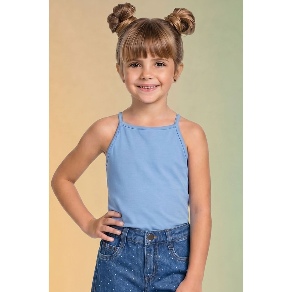 Regata Básica Infantil Menina Cotton Elian Azul