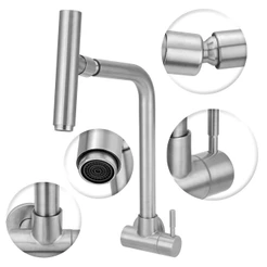 Torneira Cozinha Parede Inox Escovado Bica Articulada 360 Graus Flexivel Multiuso