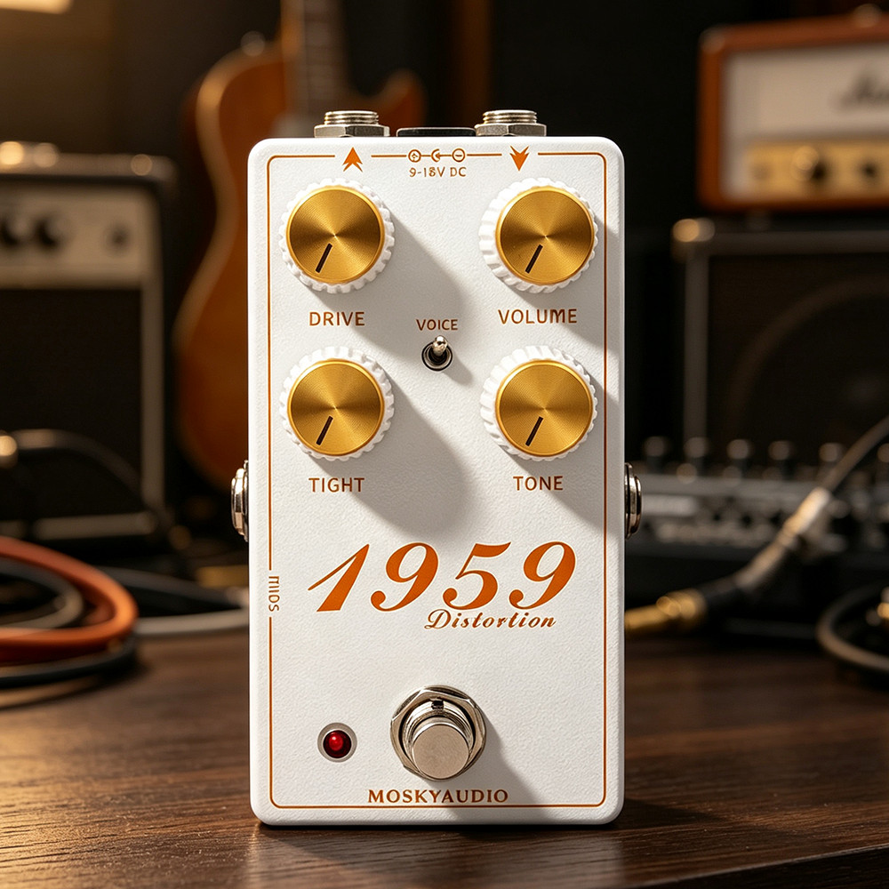 MOSKYAUDIO 1959 Pedal De Guitarra De Distorção Simulador De Amplificador De Tubo Britânico 3 Modos Plexi JCM800 Bluesbre