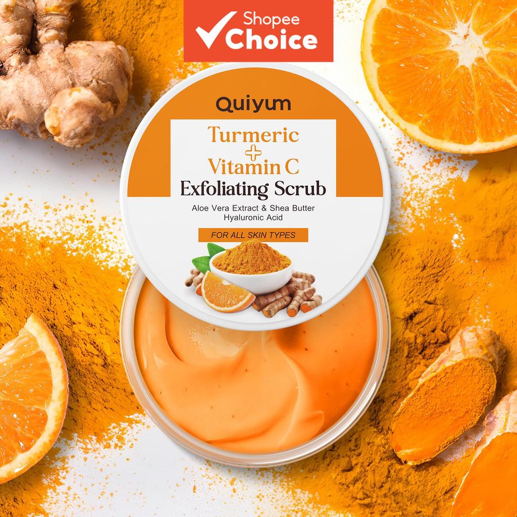 Quiymum Esfoliante de Cúrcuma com Vitamina C - Esfoliante de limpeza profunda para remover células mortas, iluminar e