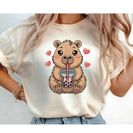 Camiseta Estilosa Feminina Masculina Unissex Love Capivara Diversas  100% Algodão Casual ENVIO IMEDIATO