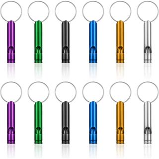 12 Apitos de Emergência com Chaveiro, Apitos Sonoros para Defesa Pessoal Feminina, Apito de Alumínio com Chaveiro para C