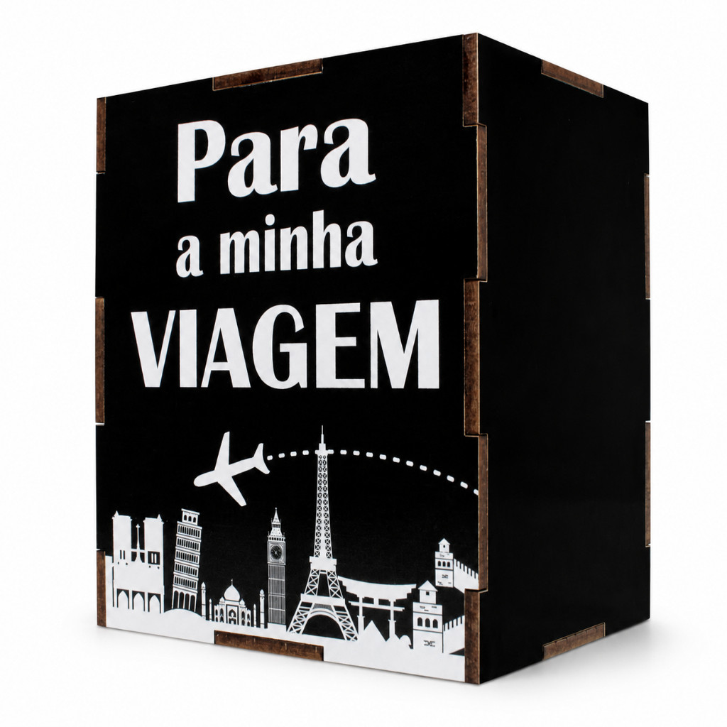 Cofrinho Decorativo Madeira Reforçado Guardar Moedas Dinheiro Presente Infantil Oferta