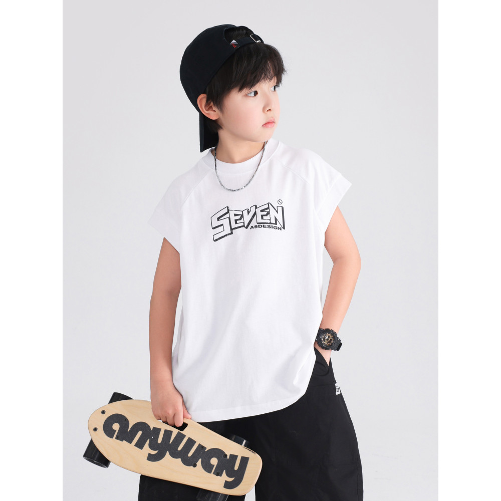 Meninos roupas de verão estilo coreano esportes colete branco camiseta 2026 novo estilo crianças meninos verão colete ge