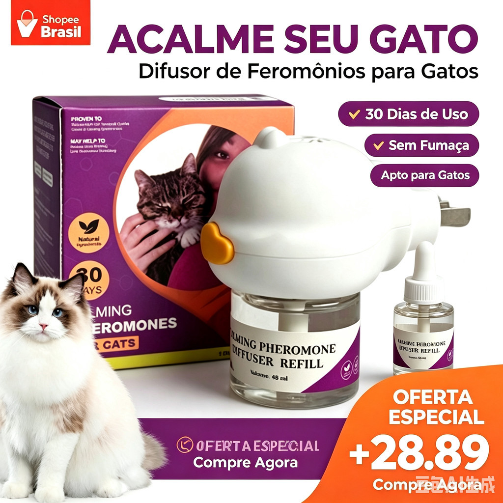 Armazenamento de odores de longa duração de 30 dias, conjunto de difusor de feromônio calmante para gatos, 48ml-ajuda a 
