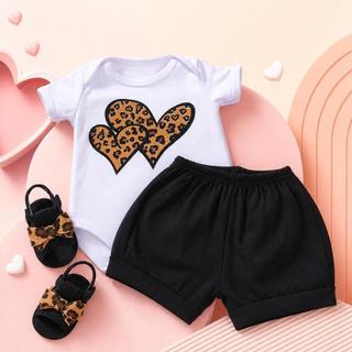 Conjunto Bebê Menina Body + Short + Sandália Infantil Verão