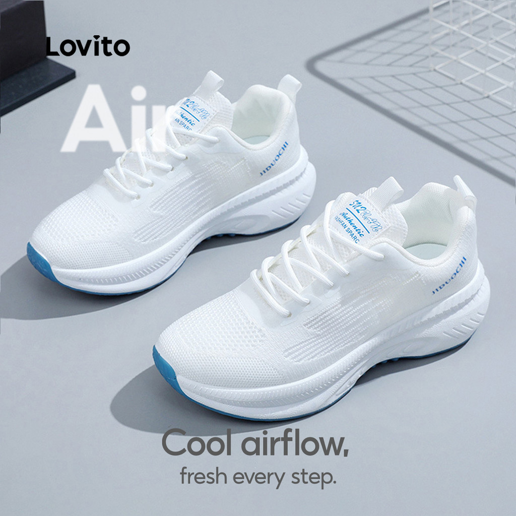 (New Arrival) Lovito Tênis Casuais Respiráveis ​​estilo Coreano Para Uso Diário 