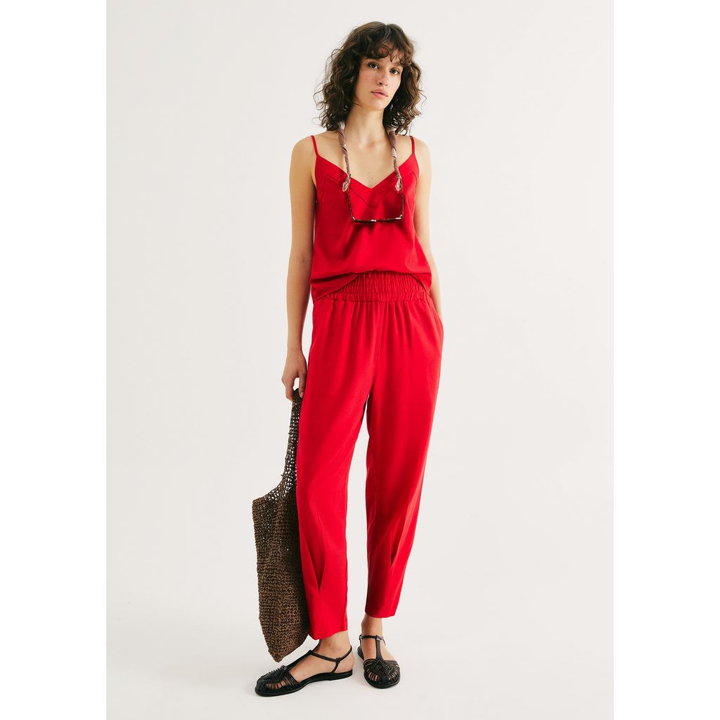 Calça Feminina Slouchy Cintura Alta Com Linho