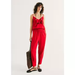 Calça Feminina Slouchy Cintura Alta Com Linho