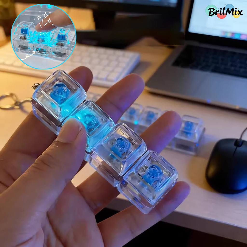 Chaveiro Com Botão De Teclado-Brinquedos Criativos Para Alívio Do Estresse-Brinquedo Mecânico-Clicker Emissor De Luz