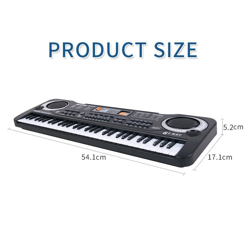 Piano de teclado com 61 teclas, piano digital com alto-falante e microfone integrados, teclado portátil para iniciantes,
