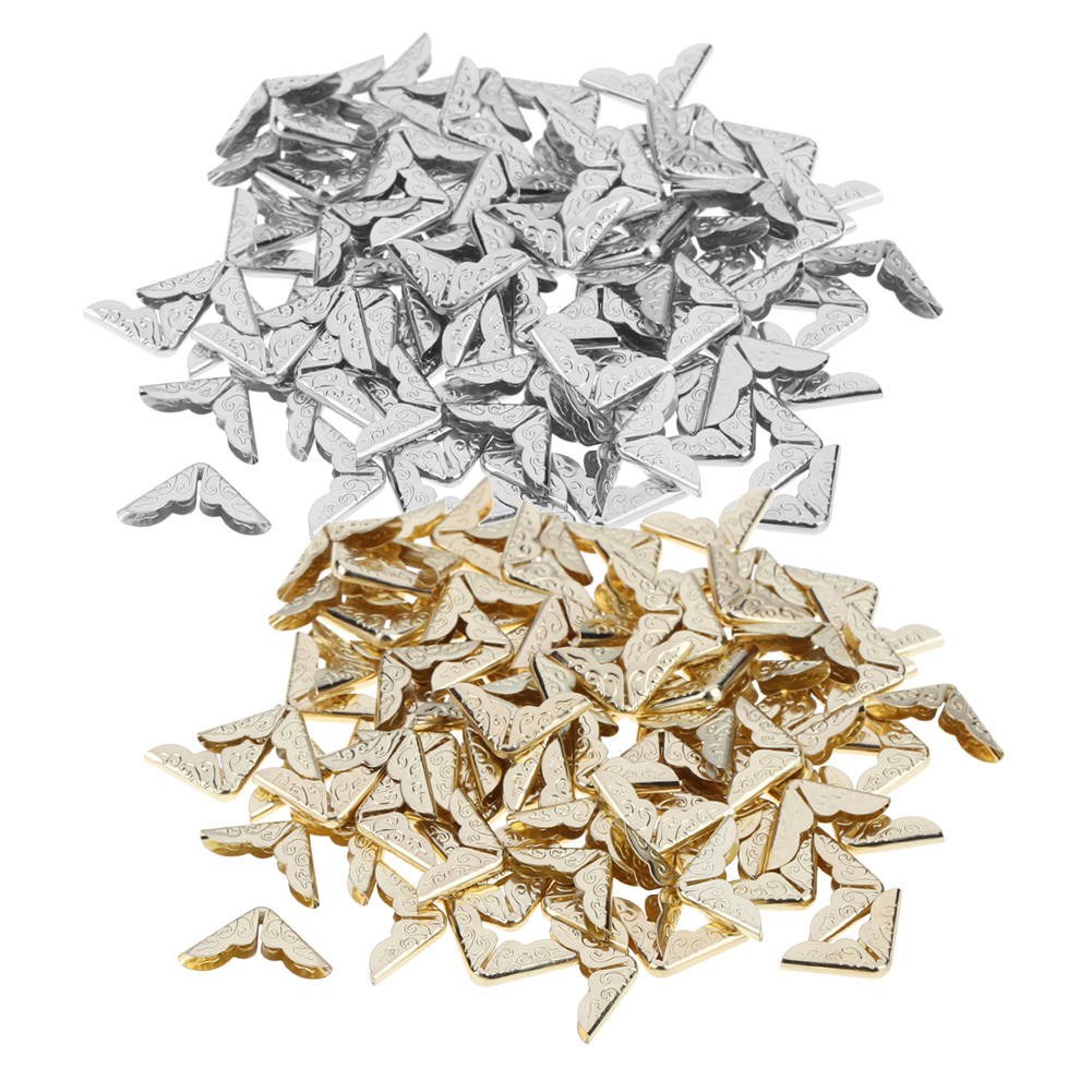 100Pcs Protetores De Canto De Livro De Metal Dourado Para Arquivos De Menus De Álbuns
