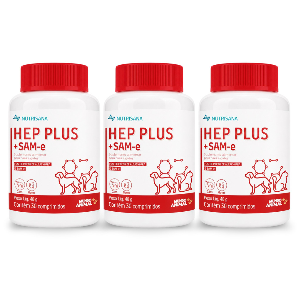 Kit 3 Nutrisana Hep + Same 30CP Suplemento Fígado Cão Gato