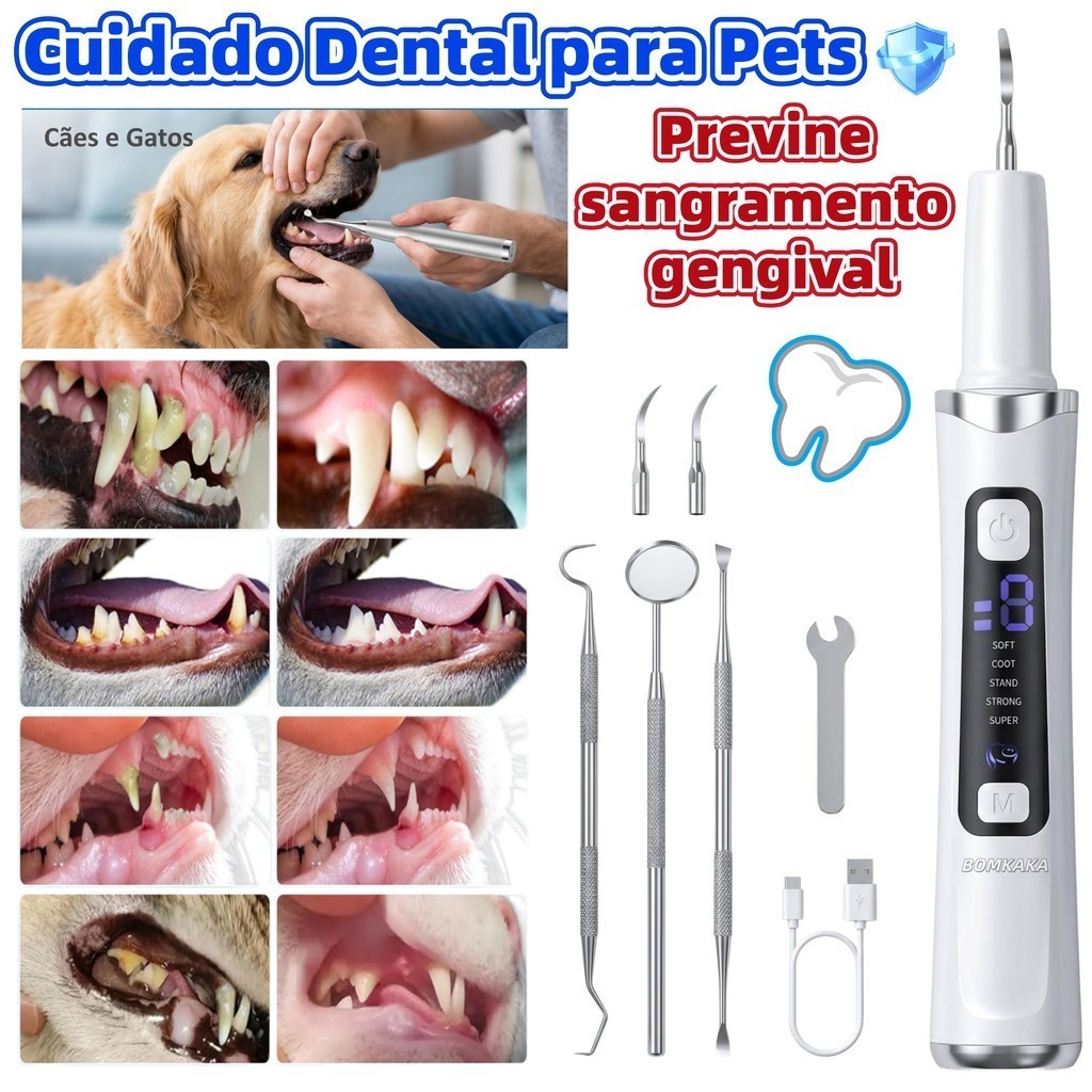 Limpador Dental Ultrassônico Portátil Doméstico Recarregável à Prova D'água, Removedor de Tártaro por Vibração
