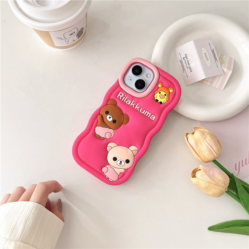 13 choque tridimensional Apple Anti-aplicável iphone14 Rilakkuma Cartoon 15promax chassi 11 onda mão 12