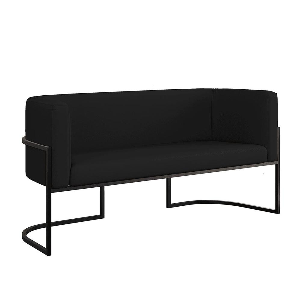 Sofá Namoradeira Corino 2 Lugares Moderna Base Metal Preta