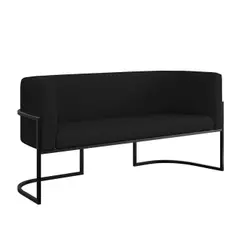 Sofá Namoradeira Corino 2 Lugares Moderna Base Metal Preta