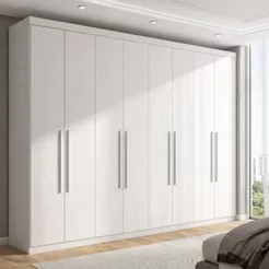 Guarda Roupa Casal 8 Portas e 4 Gavetas Master New Branco Branco