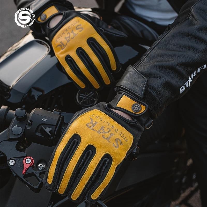 SFK Luvas De Cabra Masculinas Para Motocicleta , Macias E Confortáveis , Retrô , Dedos Inteiros , Design De Tela Sensíve