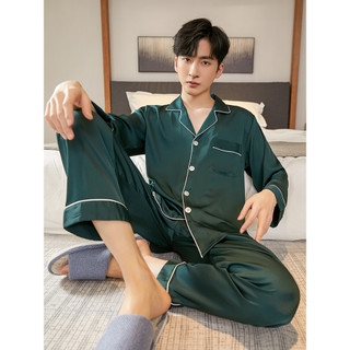 Pijamas masculinos primavera outono estilo gelo seda mangas compridas 2026 novo estilo verão masculino High-End sentido 