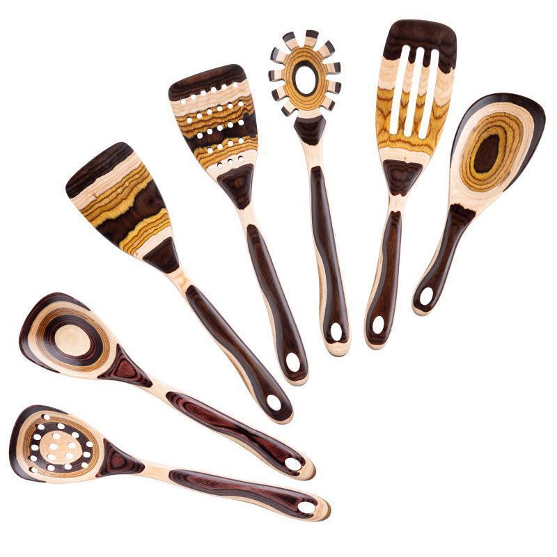 IK espátula de madeira colorida atualizada, panela antiaderente, conjunto de utensílios de cozinha, resistente a altas t