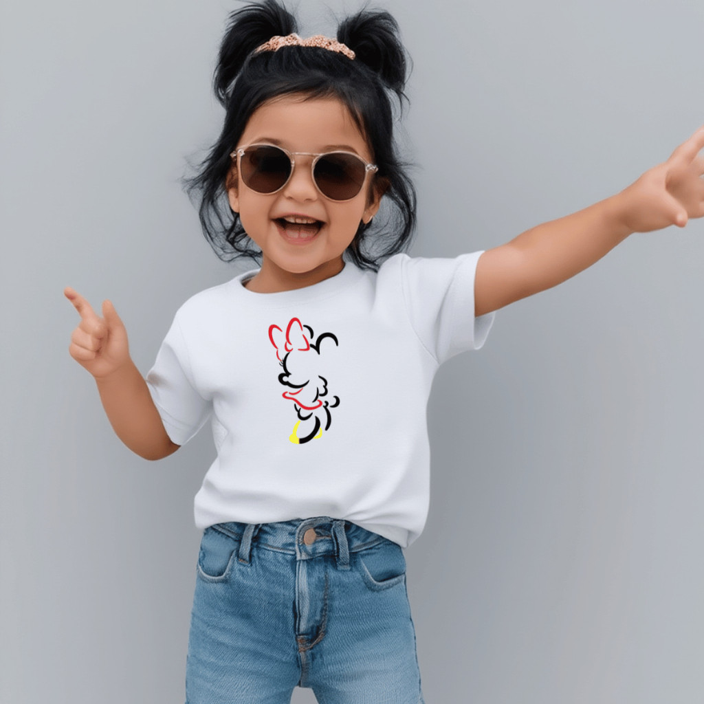 Camiseta Infantil Estampada Criança 100% Básica Manga Curta Unissex Masculina e Feminino Básica Desenho Animado Silueta