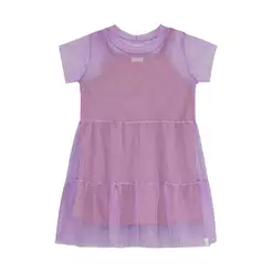 Vestido Infantil Menina Tule Com Brilho Elian Rosa