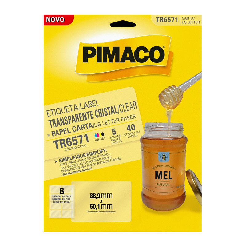 Etiqueta adesiva Transparente TR6571 com 40 unidades Pimaco
