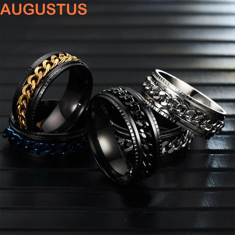 AUGUSTUS Mulheres Anéis De Ansiedade Vintage Simples Goth Fidget Spinner Para Adolescentes Masculinos De Aço Inoxidável