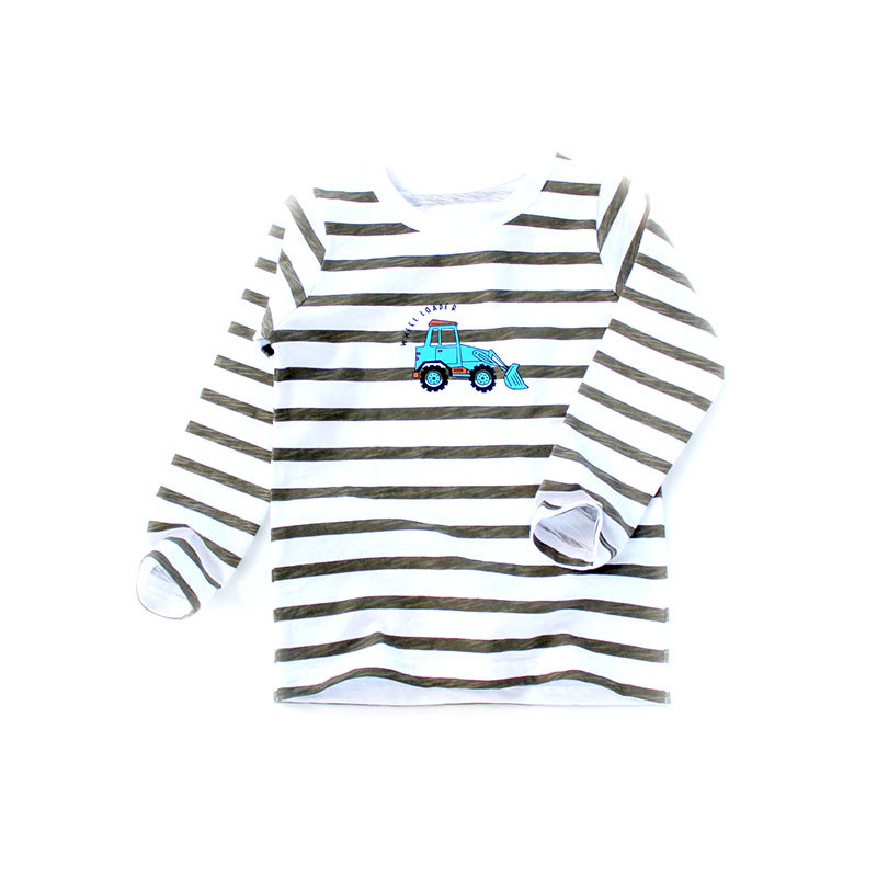 Estilo japonês listrado carro meninos Slub algodão camiseta bebê puro algodão camisa de fundo das crianças topo primaver