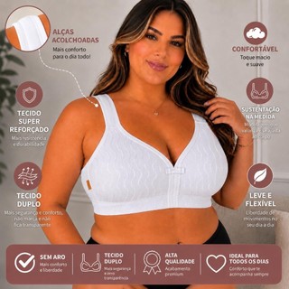 Sutiã Plus Size Reforçado Ondinha Sem Bojo – Colchete Triplo | Tecido Duplo | Alças Acolchoadas | Sustentação Premium