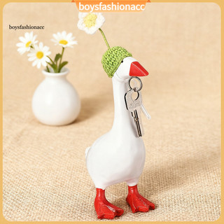 Mini Goose Statue Hat with Adjustable Strap – Cute Crochet Cap for Desktop Decor Halloween Christmas Party Dress-up Ho