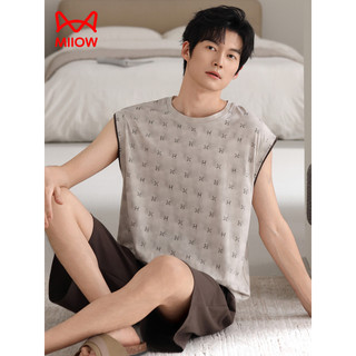 Pijama de gato masculino verão Modal sem mangas colete Shorts estilo fino pode usar fora de seda gelo High-End Homewear