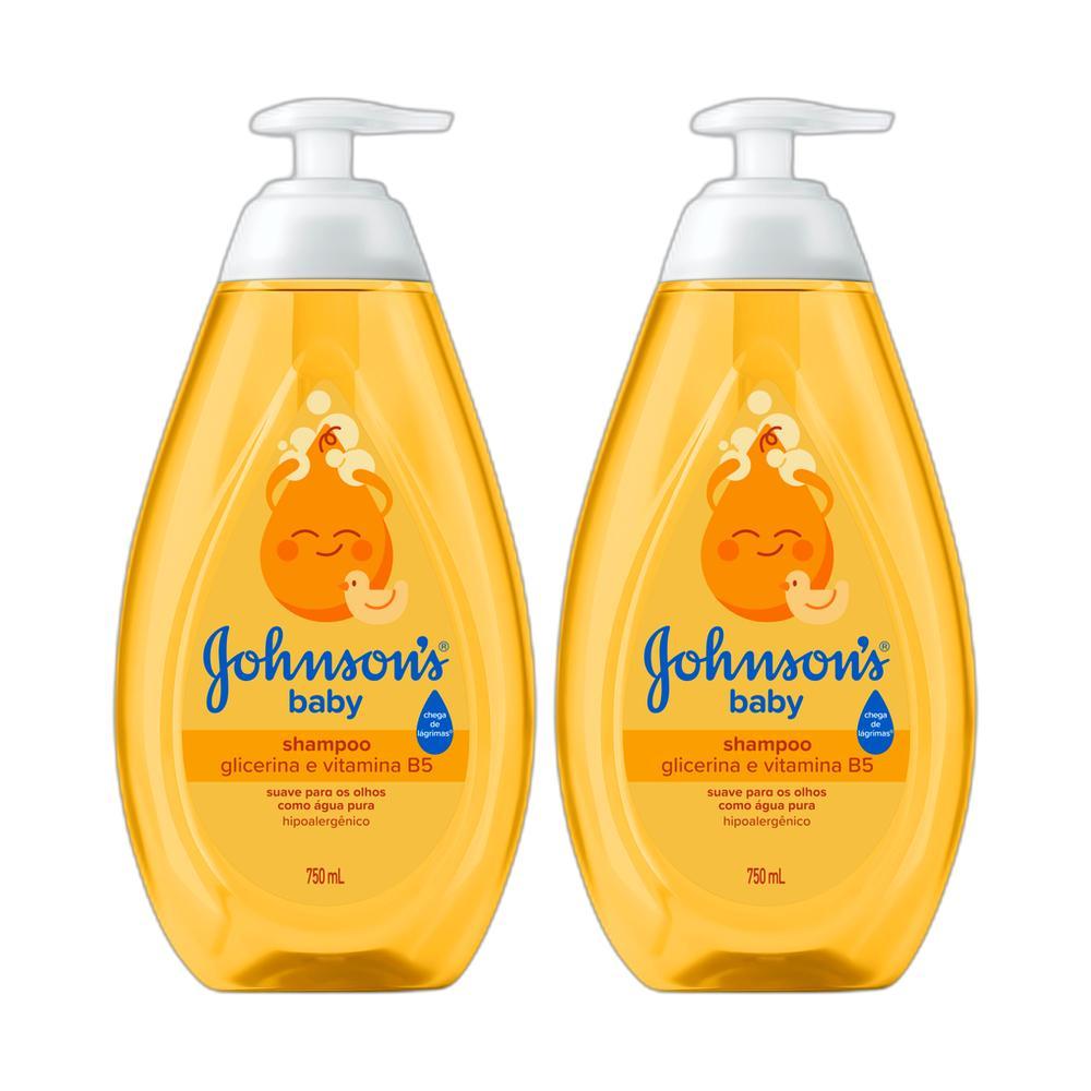 Kit com 2 Shampoos Johnson's Baby Regular 750ml