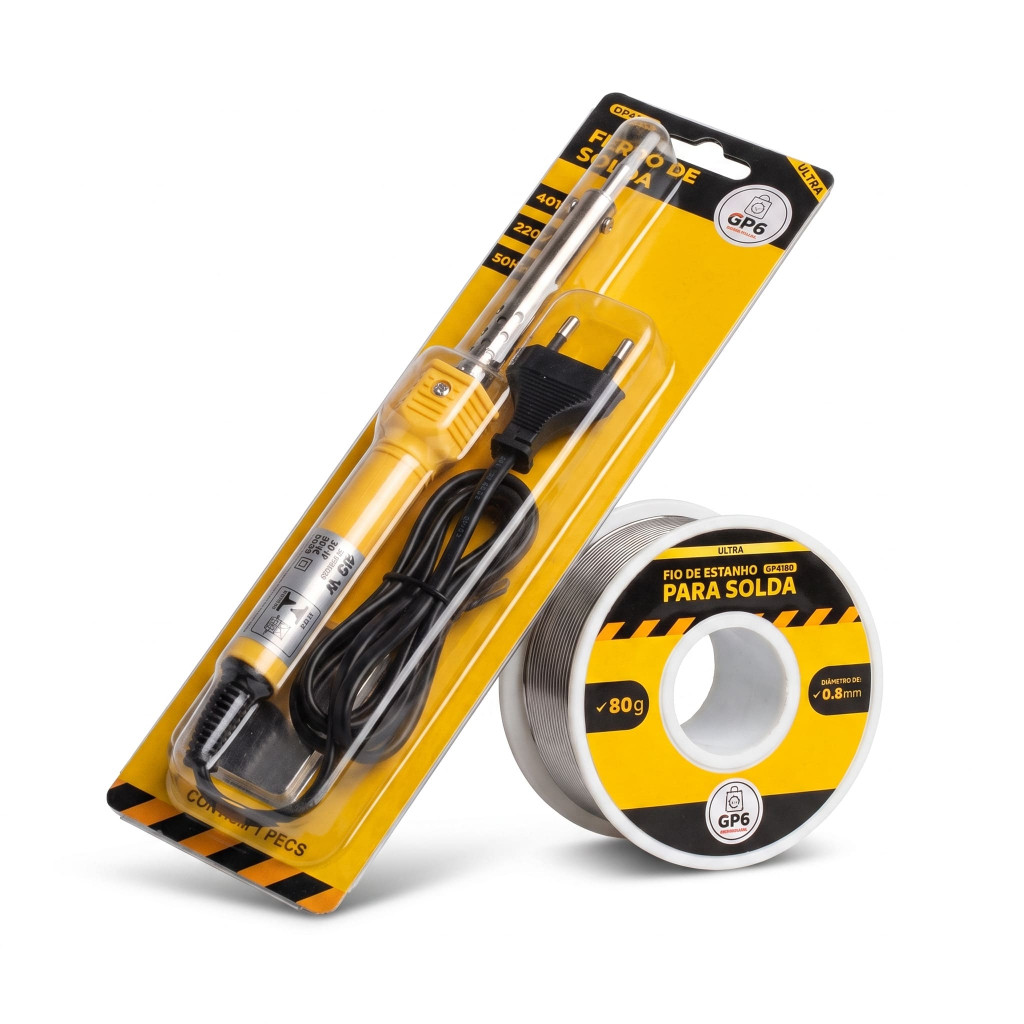 Kit Ferro De Solda 40W + Estanho 80g 0,8mm Eletrônica