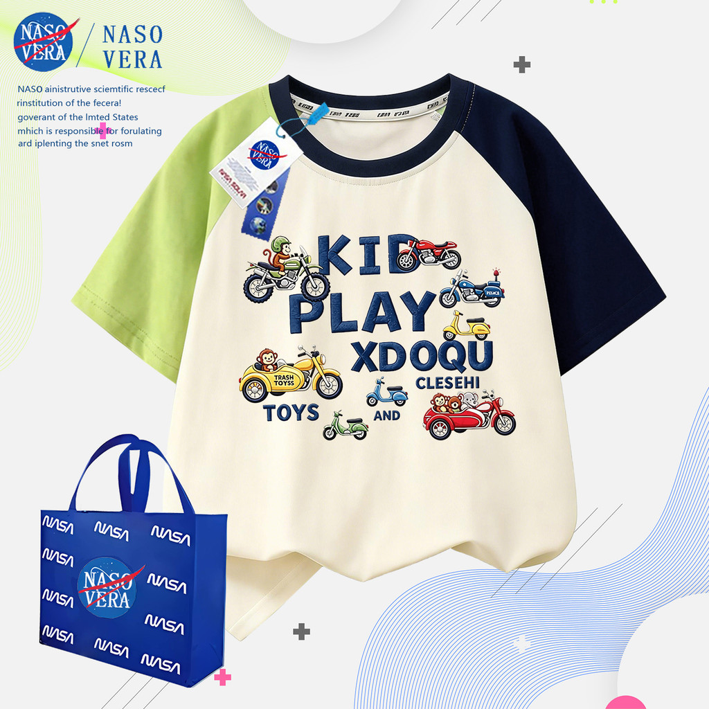 Carro dos desenhos animados dos desenhos animados crianças costura camiseta de manga curta verão novo estilo bonito nich