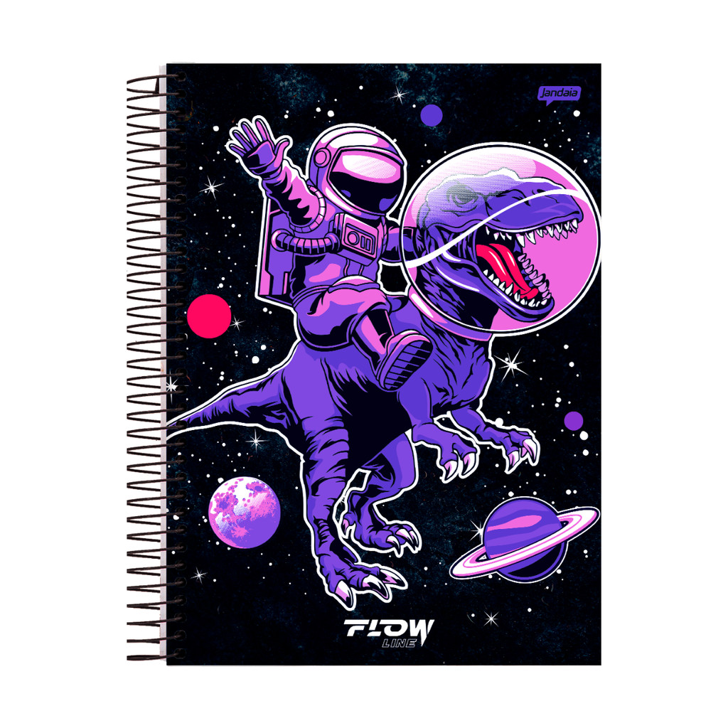 Caderno 10 Matéria Universitario Masculino 160 folhas Flow - Jandaia Capa:ASTRODINO