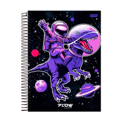 Caderno 10 Matéria Universitario Masculino 160 folhas Flow - Jandaia Capa:ASTRODINO