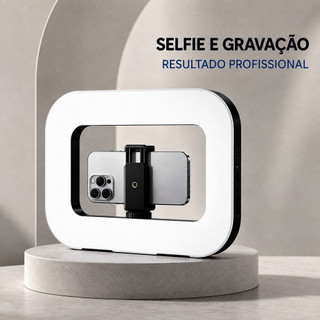 Ring Light Com Adaptador e Suporte para Celular 3 Cores Profissional Iluminador Led Tricolor