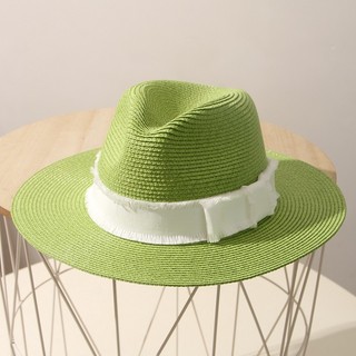 Chapéu de sol de verão feminino grama verde chapéu de sol panamá praia chapéu de palha de aba larga chapéu superior palh