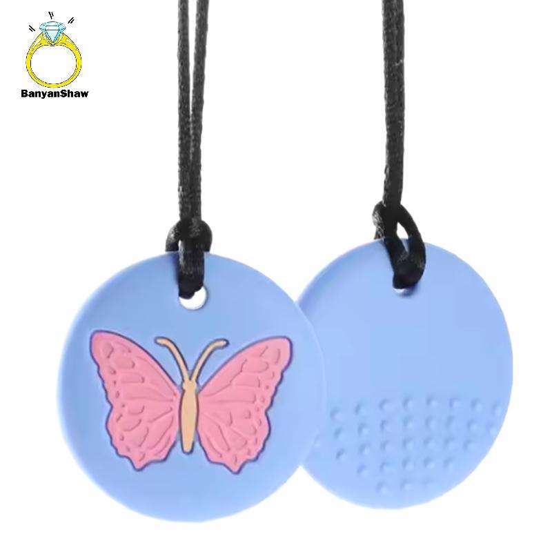 [BANY] Chewy Nelace Borboleta Forma Autismo Tdah Mordendo Sensorial Criança Silicone Mordedor Mastigar Brinquedo Criança